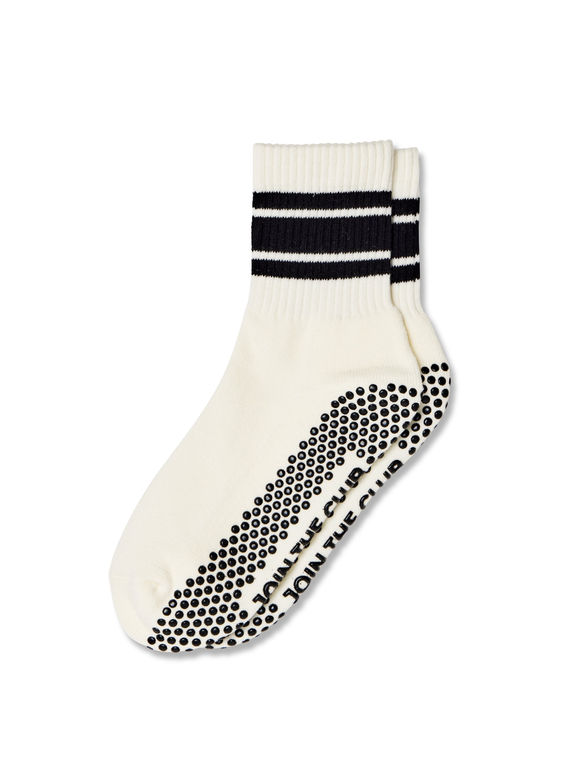 Retro Crew Pilates Grip Sock - White