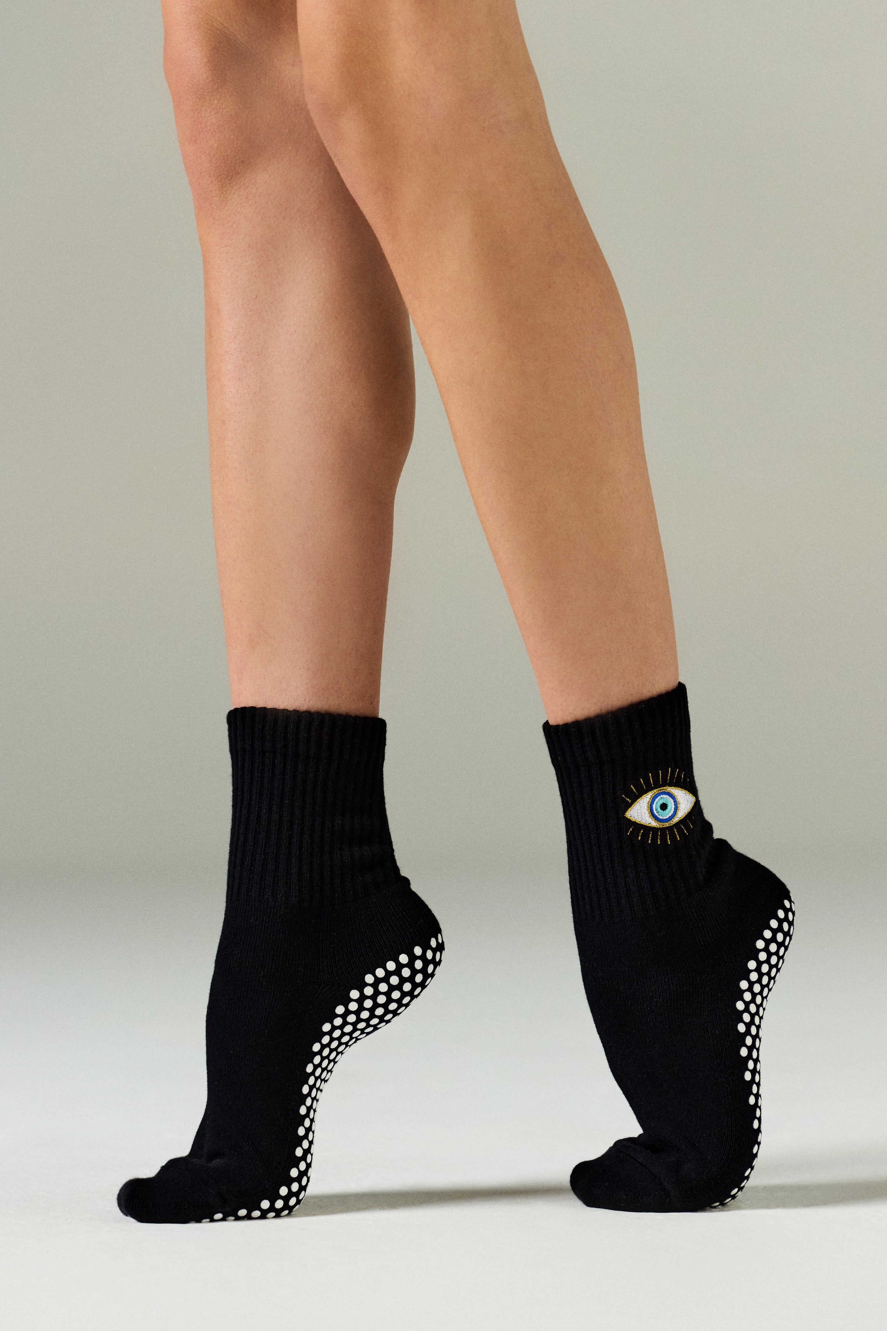 Evil Eye Pilates Grip Sock - Black