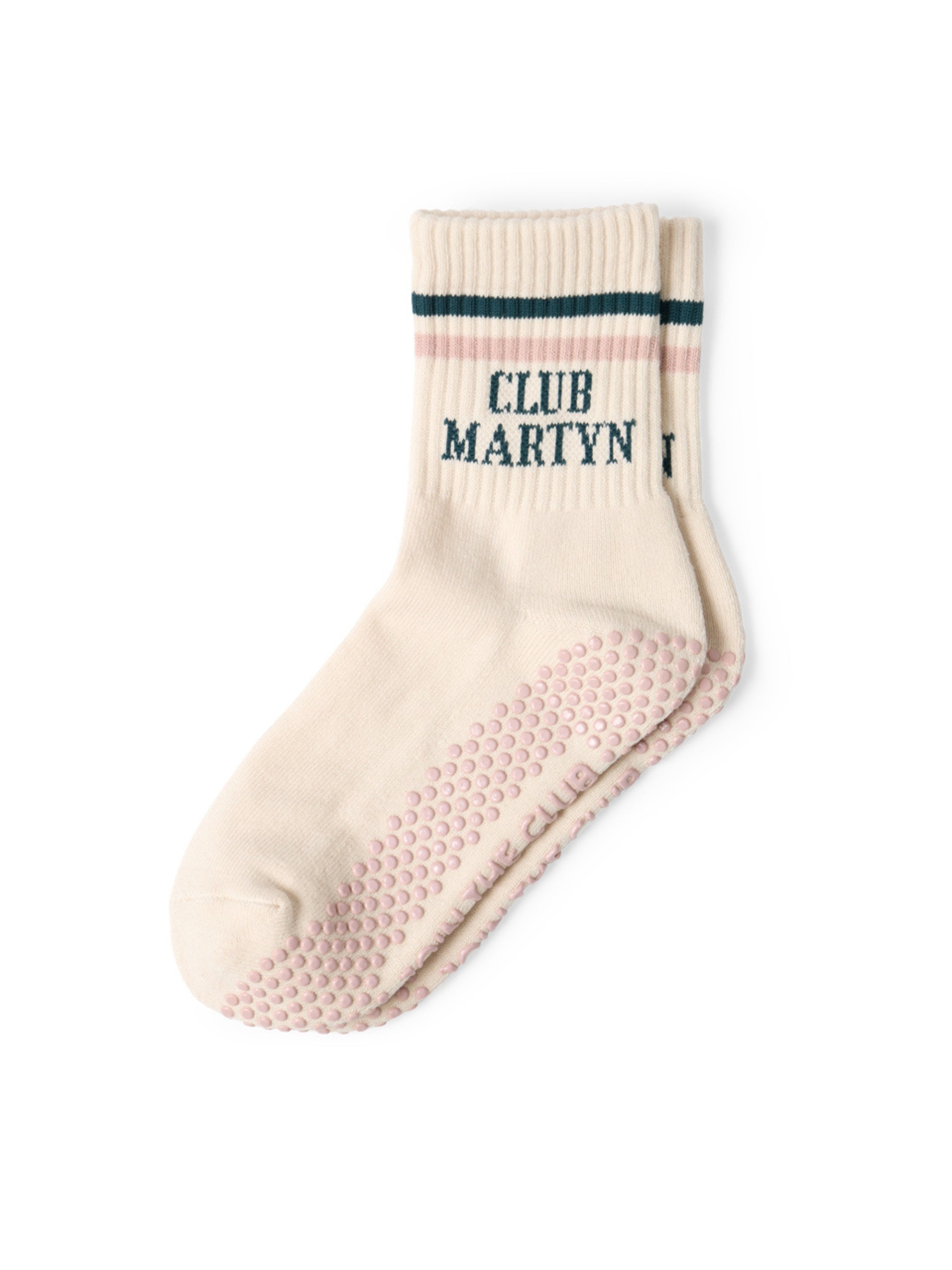Signature Crew Grip Sock - Pink Green Stripe