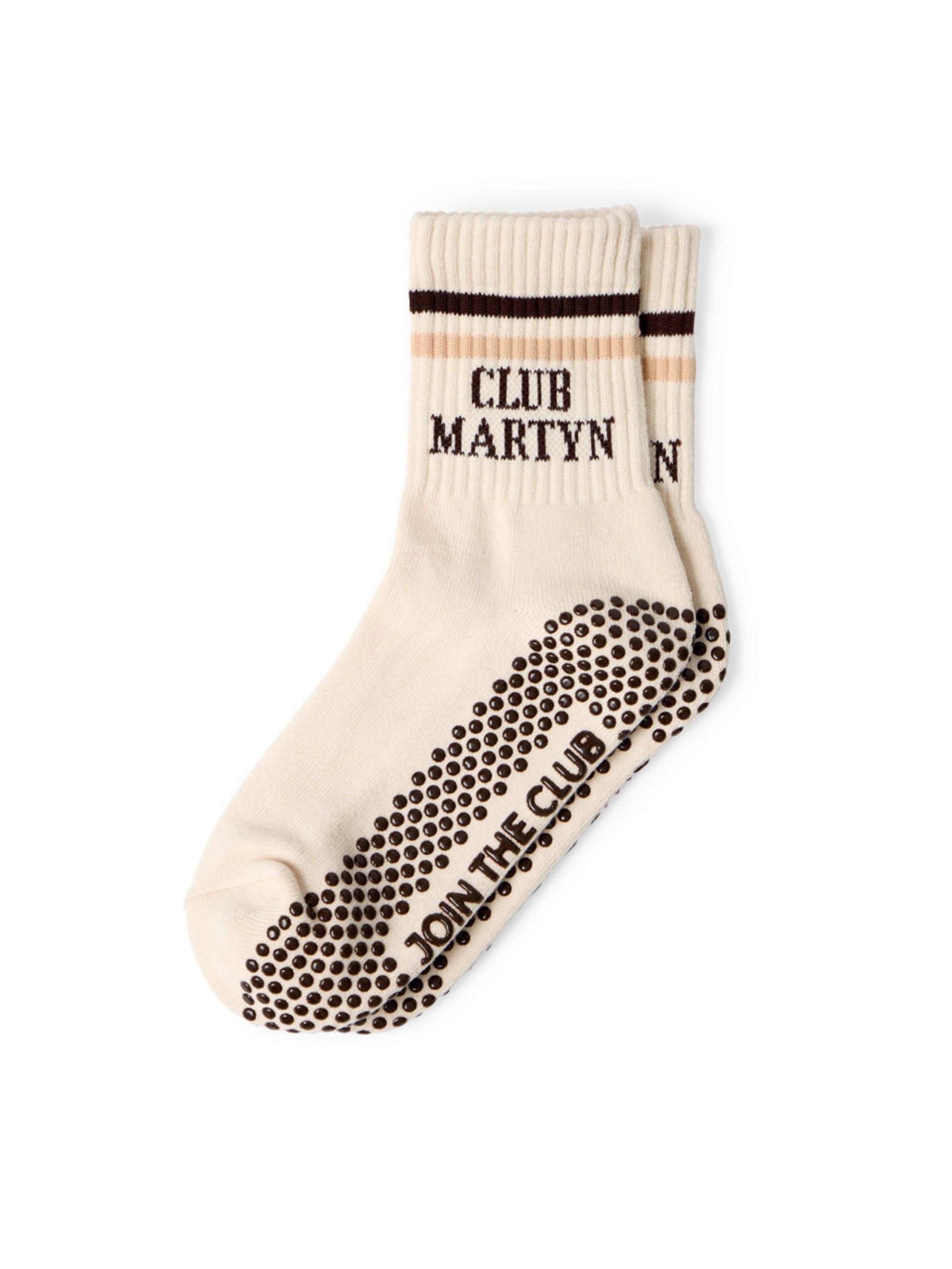 Signature Crew Grip Sock - Beige Brown